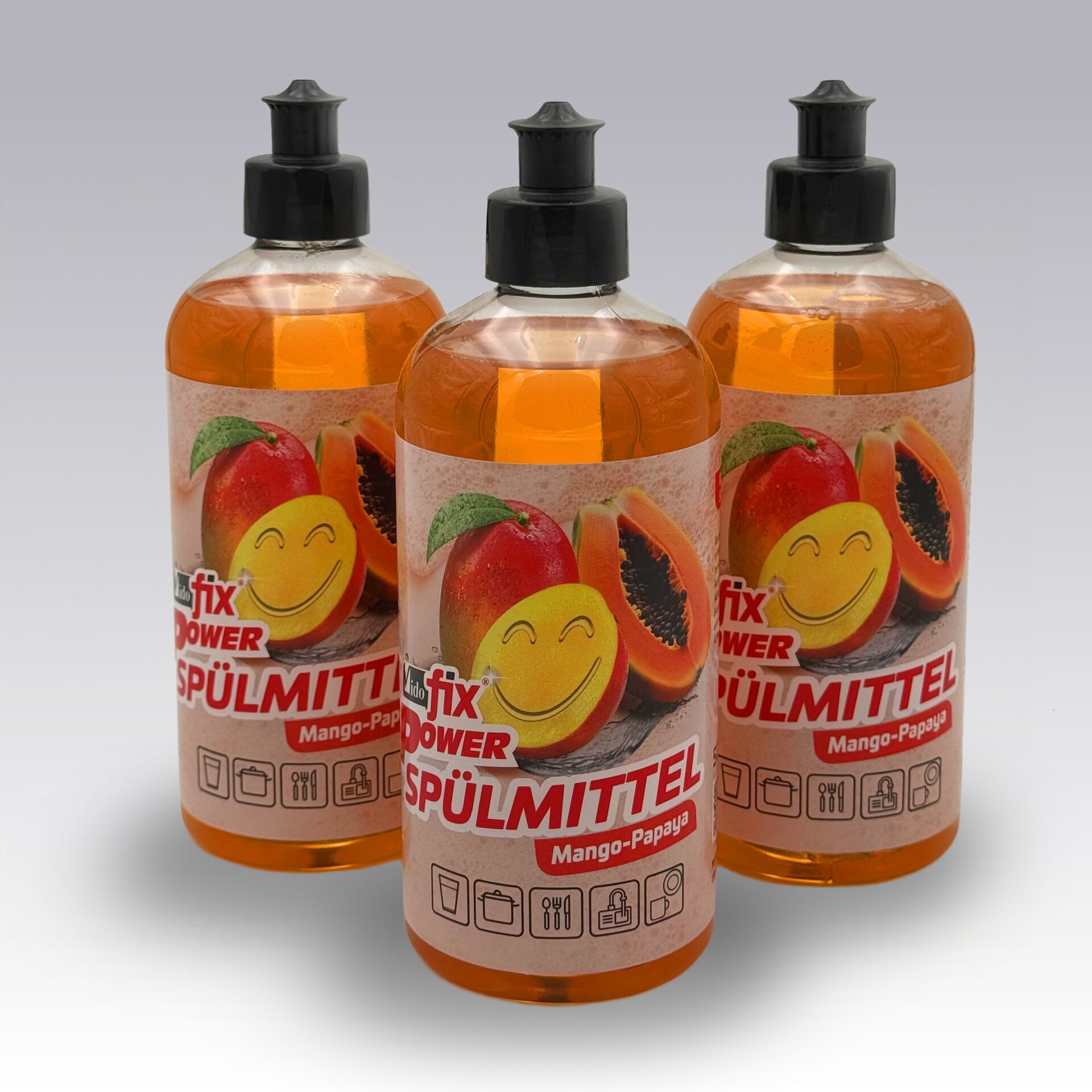 Vidofix Power Spülmittel Mango-Papaya 3er Vorteilspack